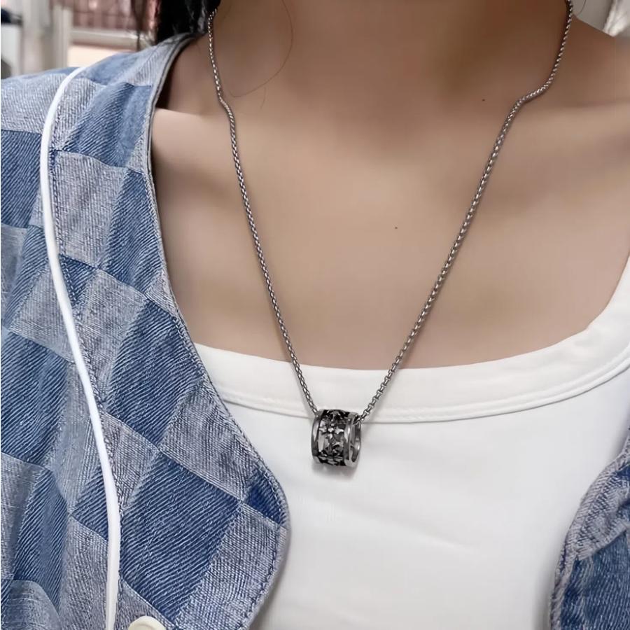【Mainstream.K】花 透かし彫り チタン鋼チェーン シルバー925銀ペンダント 60cm 5cm調整 レディース メンズ 首飾り アクセサリー 贈り物最適 ネックレス_8
