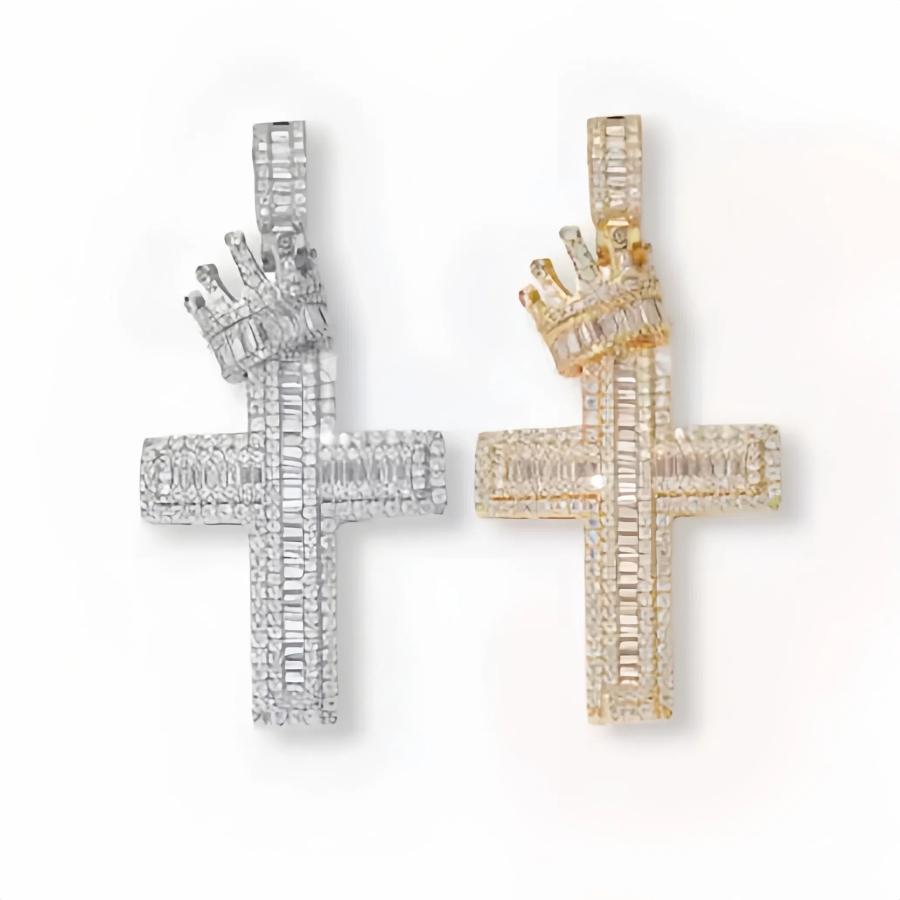 【Mainstream.K】2色展開 チタン鋼 王冠 クラウン 十字架 クロス 60cm 小物 合成宝石 レディース メンズ アクセサリー プレゼント ギフト ペンダント ネックレス_4