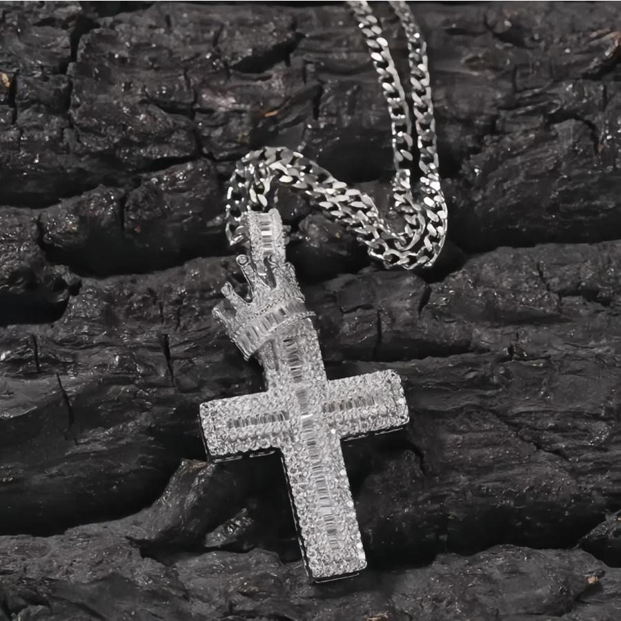 【Mainstream.K】2色展開 チタン鋼 王冠 クラウン 十字架 クロス 60cm 小物 合成宝石 レディース メンズ アクセサリー プレゼント ギフト ペンダント ネックレス_5