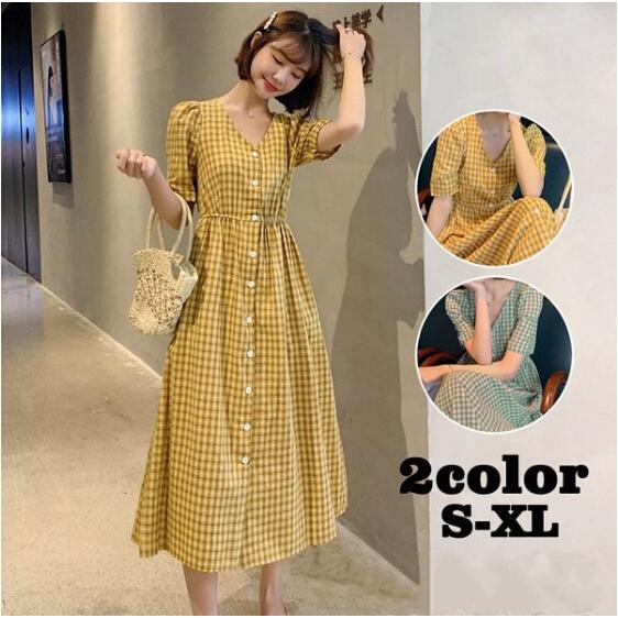 シャツワンピース レデイース シフォン 半袖 襟付き ロング丈 白 チェック柄 マキシワンピ フレア 前開き 大きいサイズ 韓国風 着痩せ オシャレ 30代 40代 50代 最新人気