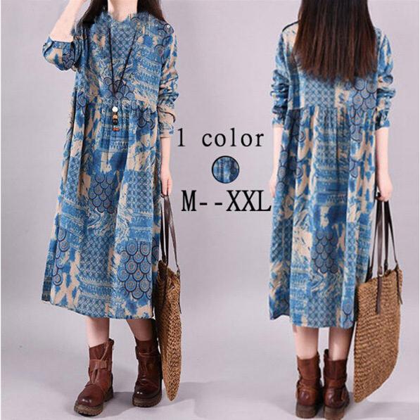 ワンピース レディース リネンワンピース チュニック 40代 50代 秋 きれいめ 長袖 ミモレ丈 綿麻 ゆったりワンピース 体型カバー 堅実な究極の