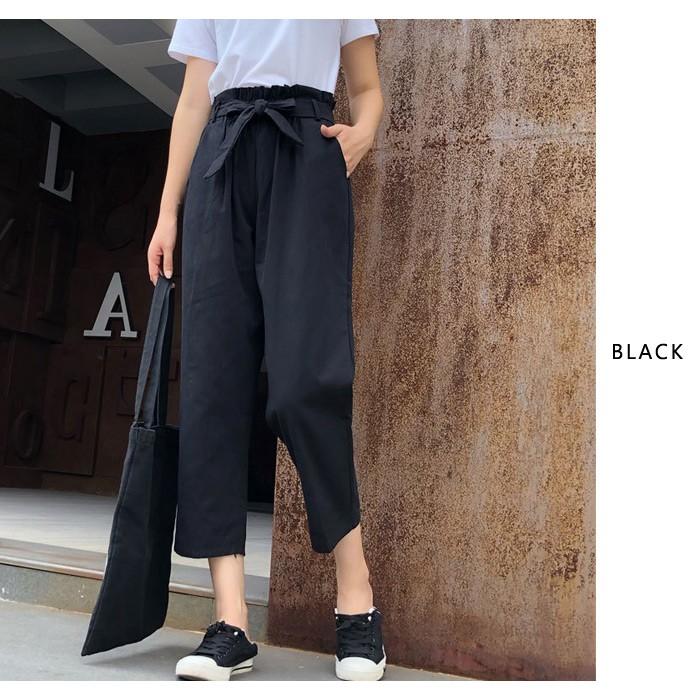 チノパン レディース 黒 春 夏 春夏 クロップドパンツ ロングパンツ ハイウエスト ウエストゴム 7分丈 ウエストリボン 大人 30代 40代 Ol ママ 母 送料無料 T096 H セレクトショップ Soul 通販 Yahoo ショッピング