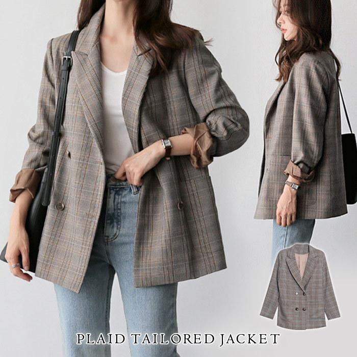 ジャケット レディース 春 夏 春夏 テーラードジャケット チェック柄  