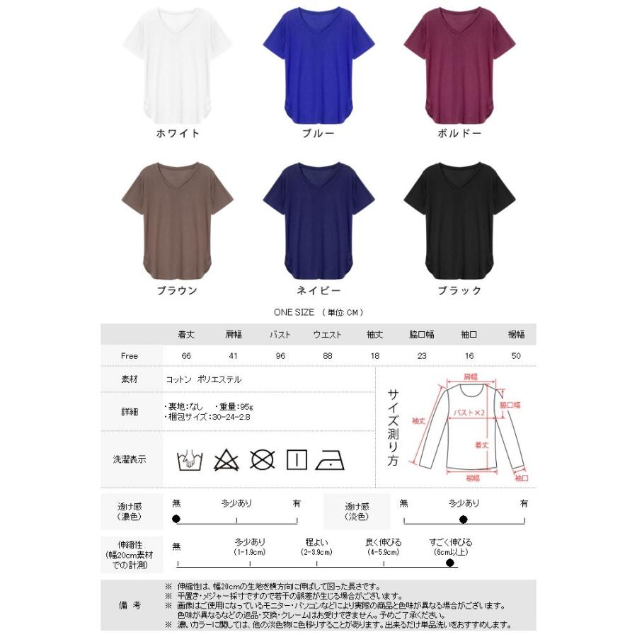 tシャツ レディース カットソー 白 黒 春 夏 春夏 Vネック 半袖 トップス ホワイト ブラック ブルー ボルドー ブラウン ネイビー 20代 30代 40代 送料無料｜soul-k｜09