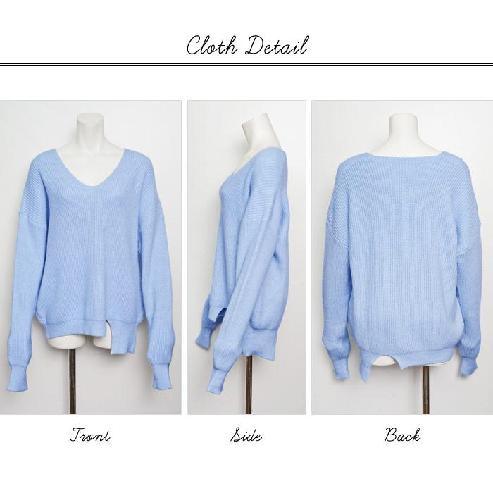 ニット レディース トップス 秋 冬 秋冬 黒 白 長袖 チュニック セーター 無地 ゆったり Vネック ブラック ホワイト ブルー 20代 30代 40代 ママ 母 送料無料