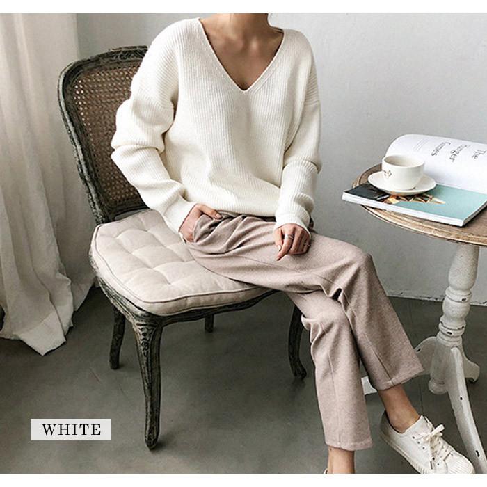 ニット レディース トップス 秋 冬 秋冬 黒 白 長袖 チュニック セーター 無地 ゆったり Vネック ブラック ホワイト ブルー 20代 30代 40代 ママ 母 送料無料