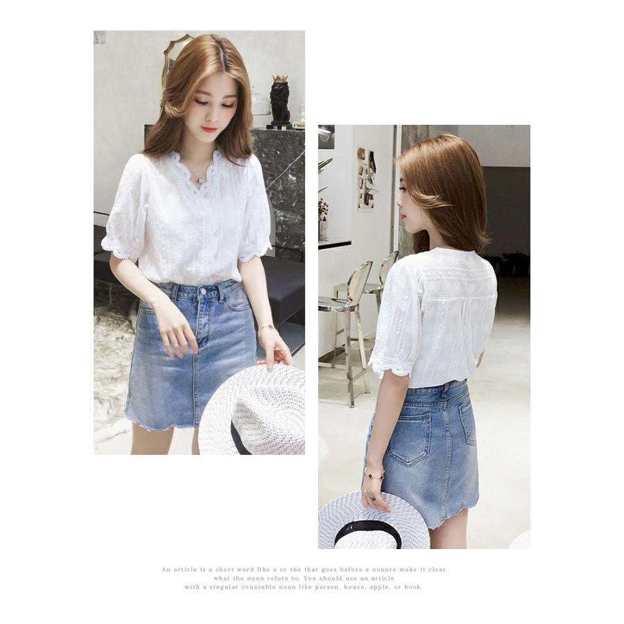 KOEISTORE ブラウス レディース レース Vネック 白 シャツ 春 夏 KOEISTORE ブラウス レディース レース Vネック 白 シャツ 春 夏