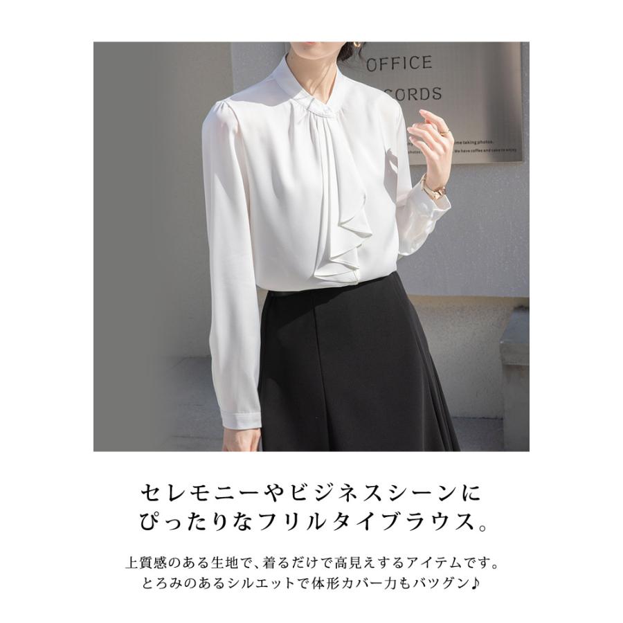 白ブラウス evernavy ブラウス シャツ ダブルクロスノーカラーシャツブラウス
