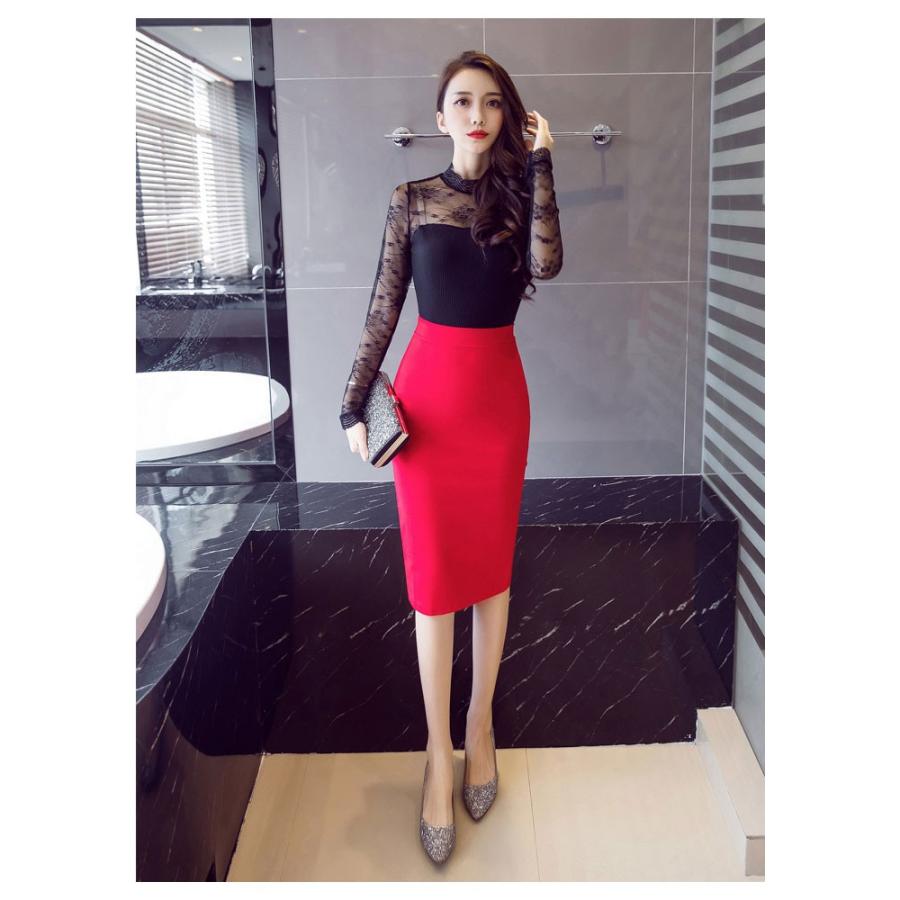 スカート ひざ丈 レディース タイトスカート 黒 赤 ヒザ丈 ミディアム丈 春 夏 春夏 ペンシルスカート ミモレ丈 ウエストゴム 30代 40代 Ol ママ 母 送料無料 Y7050 セレクトショップ Soul 通販 Yahoo ショッピング