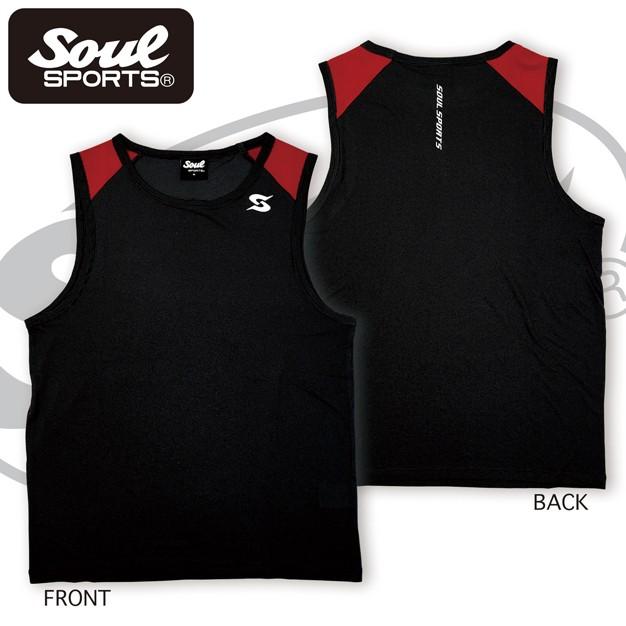 ドライ ノースリーブ 軽量 切替 タンクトップ SOUL SPORTS 黒×レッド/黒×イエロー |  | 02