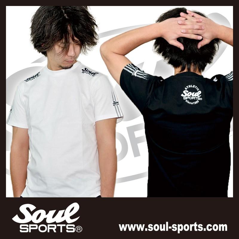 Tシャツ 袖テープ ロゴ プリント 半袖 SOUL SPORTS ブラック/ホワイト njpw｜soul-sports｜14