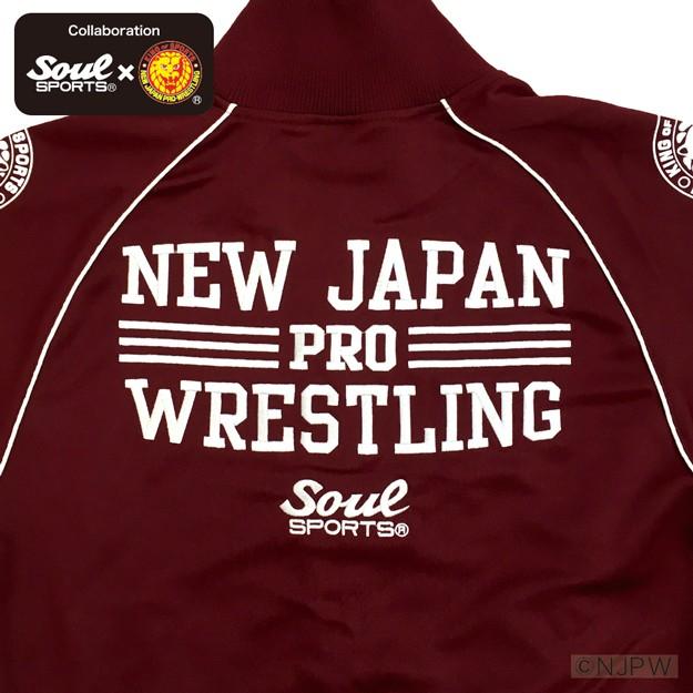 上下セット 新日本プロレス × SOUL SPORTS ジャージ セットアップ 白ロゴ 袖切替 黒/バーガンディー njpw｜soul-sports｜11