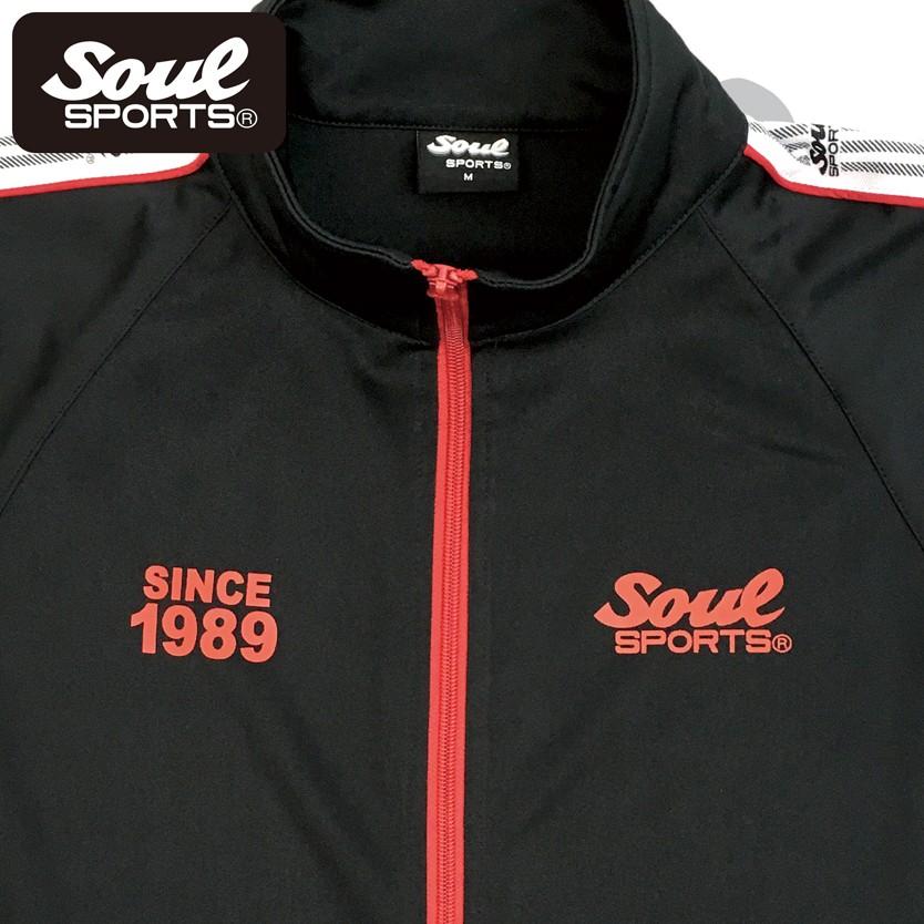 上下セット SOUL SPORTS ジャージ セットアップ 袖テープ付き 黒