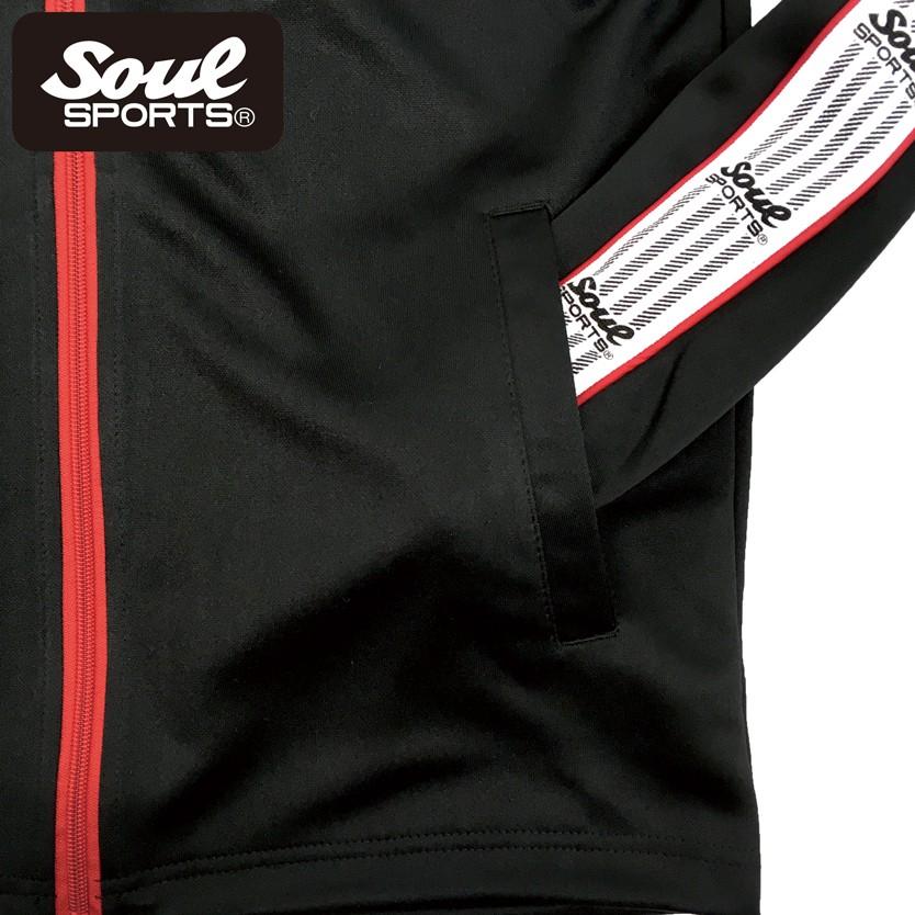 上下セット SOUL SPORTS ジャージ セットアップ 袖テープ付き 黒 上下セット SOUL SPORTS ジャージ セットアップ 袖テープ付き 黒