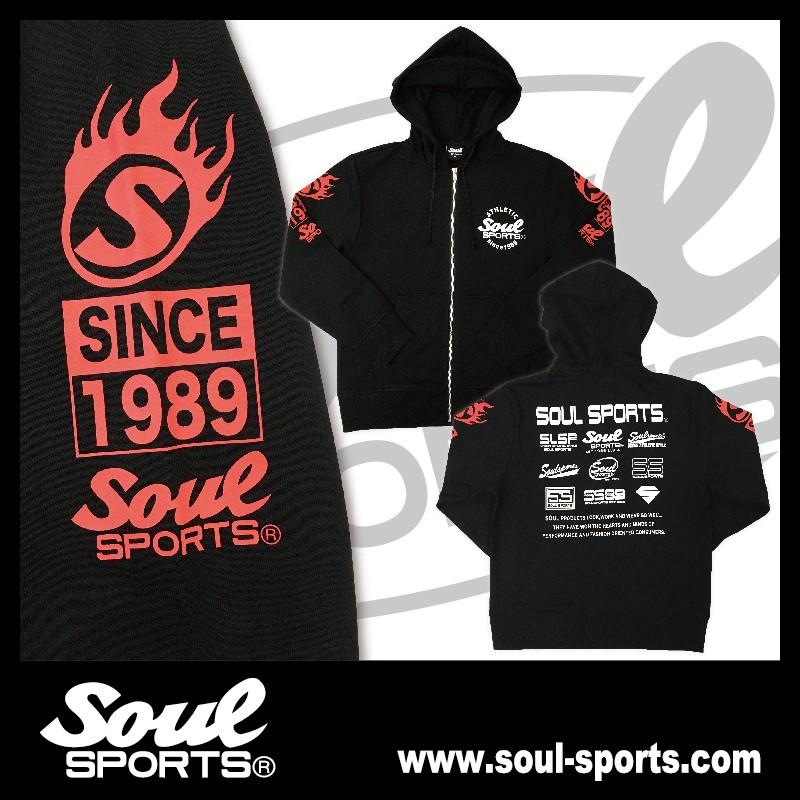 集合ロゴ デザイン ファイヤーロゴ スウェット ジップパーカー SOUL