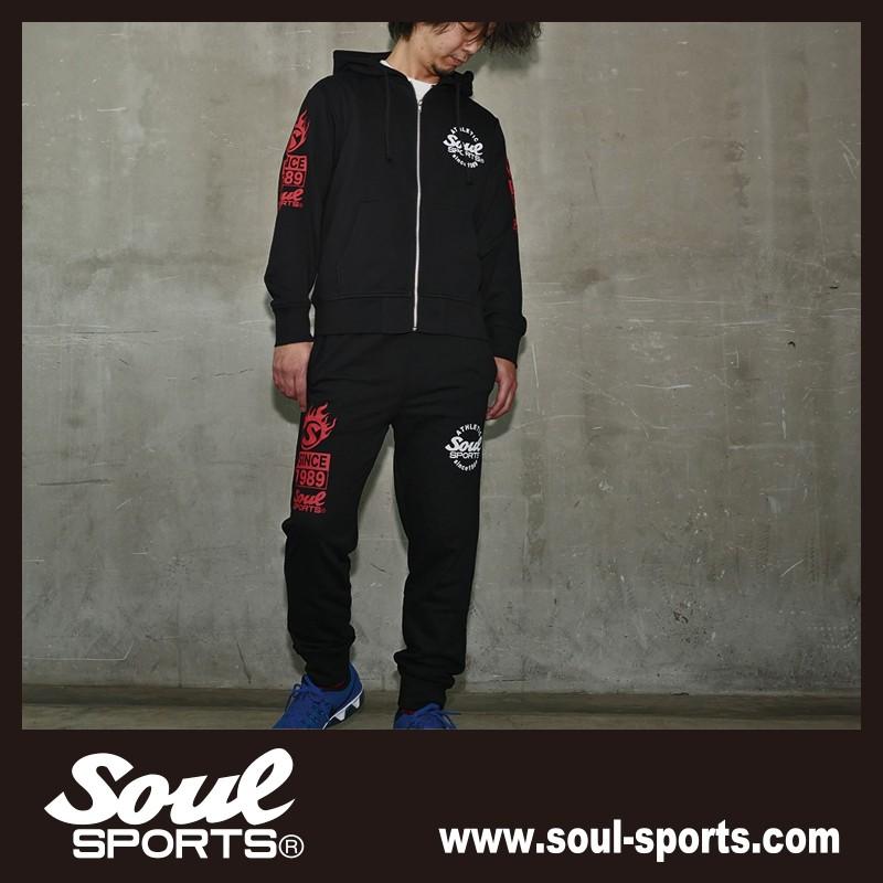 集合ロゴ デザイン ファイヤーロゴ スウェット ジップパーカー SOUL