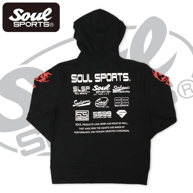 集合ロゴ デザイン ファイヤーロゴ スウェット ジップパーカー  SOUL SPORTS オリジナル ソウルスポーツ　ブラック |  | 04
