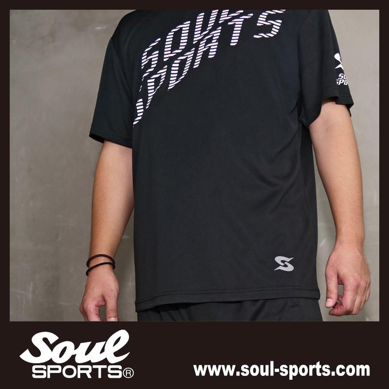 ドライ Tシャツ 反射ロゴ 半袖 トレーニング  SOUL SPORTS ソウル ブラック njpw |  | 09