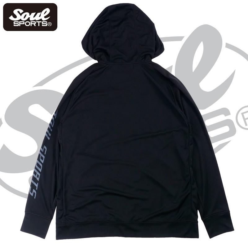 ドライ素材 「S」マーク 反射ロゴ 指穴 長袖 ジップパーカー トレーニング ラッシュガード  SOUL SPORTS オリジナル ソウルスポーツ　ブラック |  | 03