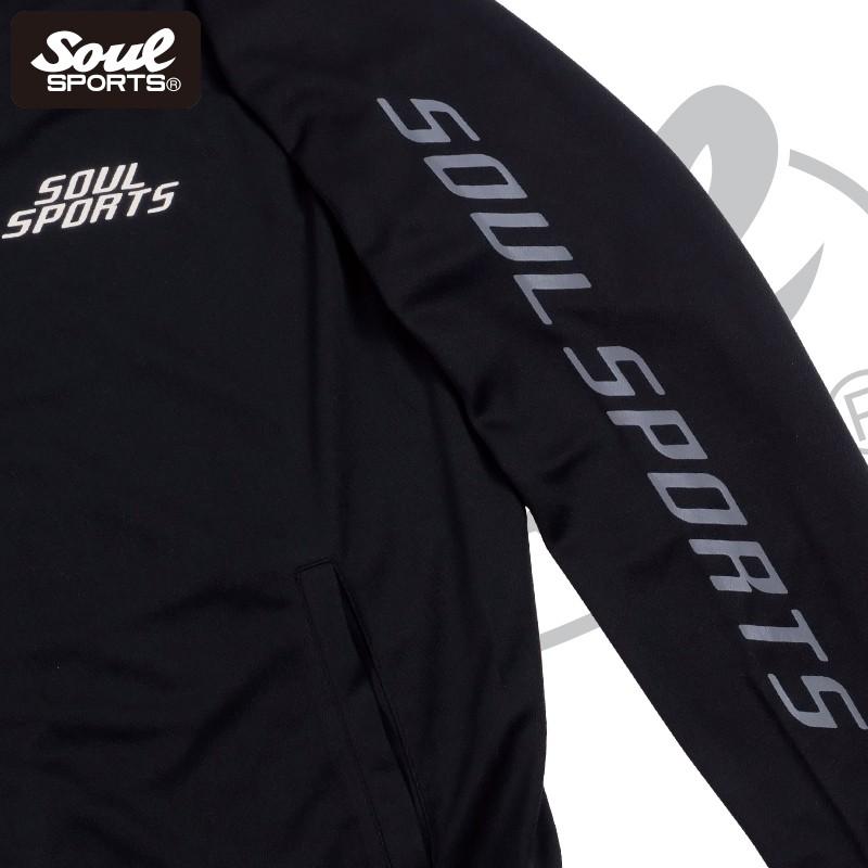 ドライ素材 「S」マーク 反射ロゴ 指穴 長袖 ジップパーカー トレーニング ラッシュガード  SOUL SPORTS オリジナル ソウルスポーツ　ブラック |  | 06