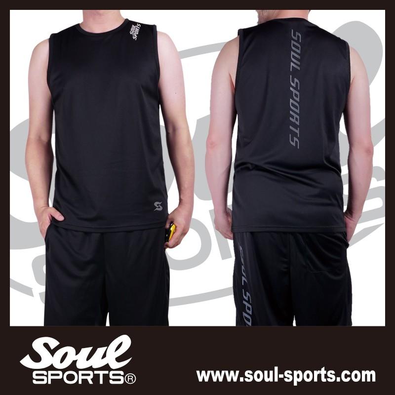 ドライ素材 「S」マーク 反射ロゴ ノースリーブ タンクトップ トレーニング  SOUL SPORTS オリジナル ソウルスポーツ　ブラック |  | 08