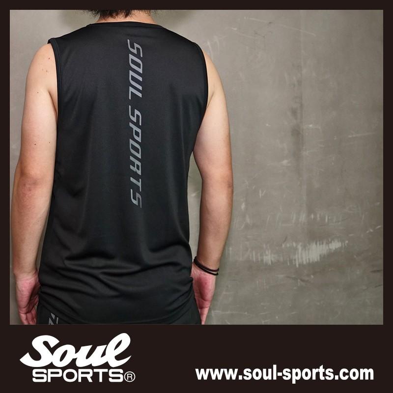 ドライ素材 「S」マーク 反射ロゴ ノースリーブ タンクトップ トレーニング  SOUL SPORTS オリジナル ソウルスポーツ　ブラック |  | 10