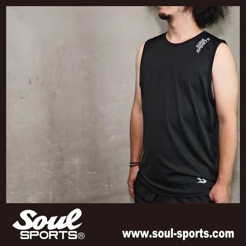 ドライ素材 「S」マーク 反射ロゴ ノースリーブ タンクトップ トレーニング  SOUL SPORTS オリジナル ソウルスポーツ　ブラック |  | 11