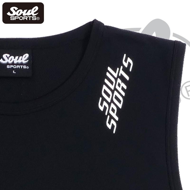 ドライ素材 「S」マーク 反射ロゴ ノースリーブ タンクトップ トレーニング  SOUL SPORTS オリジナル ソウルスポーツ　ブラック |  | 04