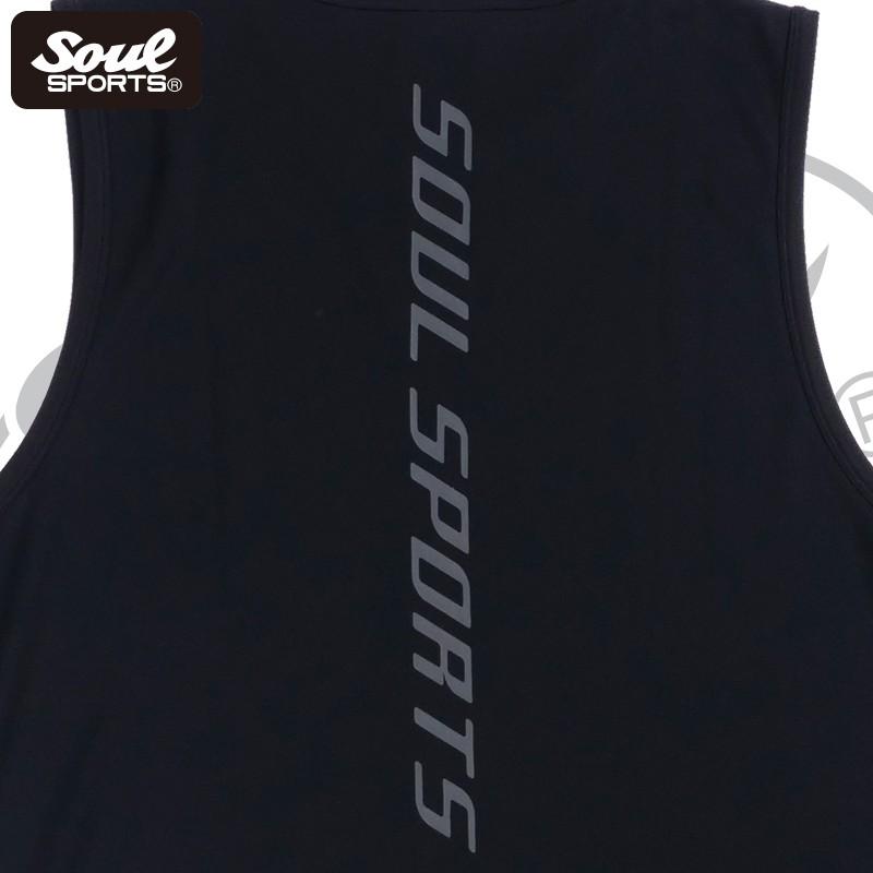 ドライ素材 「S」マーク 反射ロゴ ノースリーブ タンクトップ トレーニング  SOUL SPORTS オリジナル ソウルスポーツ　ブラック |  | 06