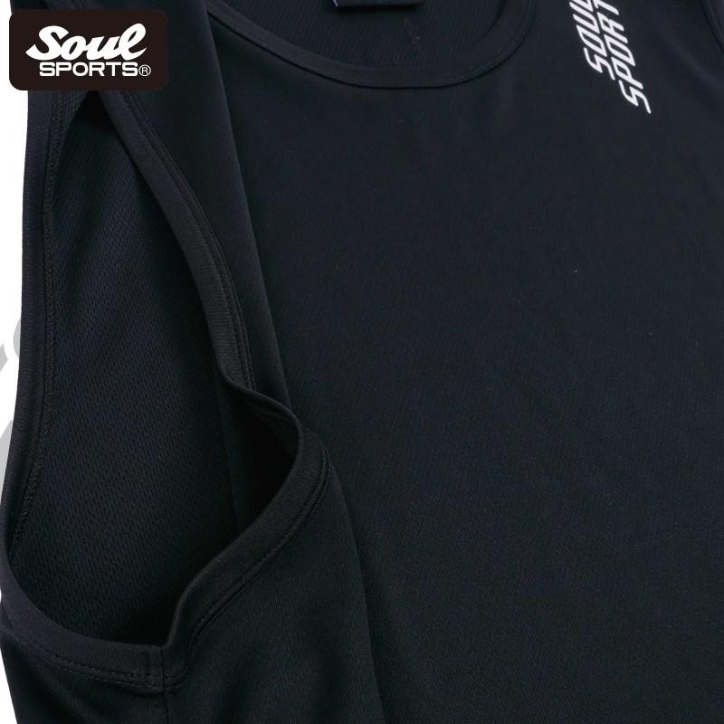 ドライ素材 「S」マーク 反射ロゴ ノースリーブ タンクトップ トレーニング  SOUL SPORTS オリジナル ソウルスポーツ　ブラック |  | 07