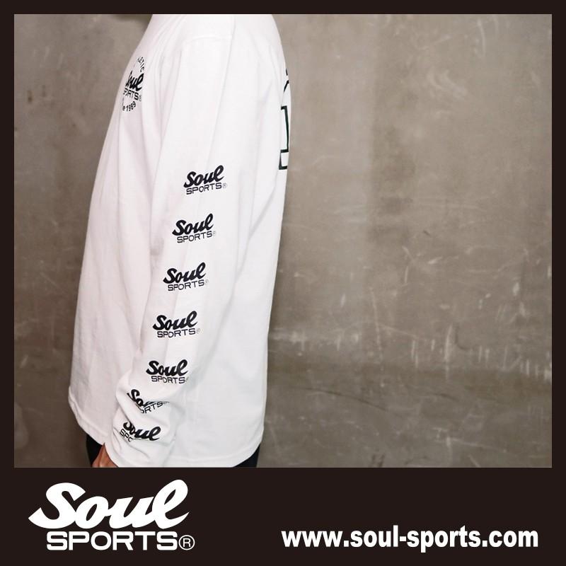 ナンバリング ロゴ プリント 長袖 Tシャツ 綿100％ モノクロ ATHLETIC  SOUL SPORTS オリジナル ソウルスポーツ　ホワイト/ブラック｜soul-sports｜14