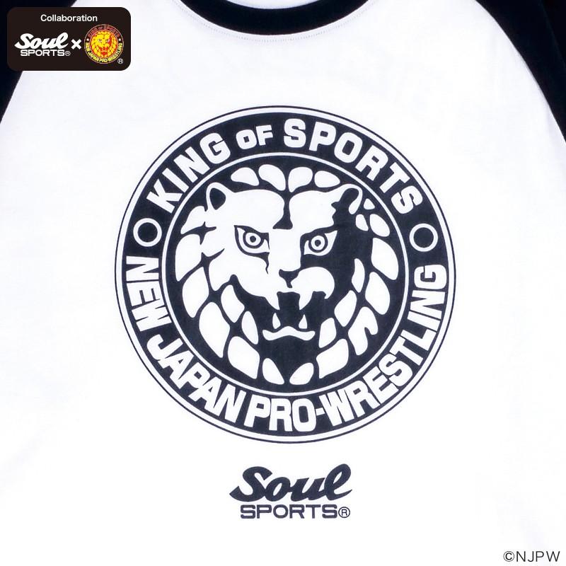 クラシック ロゴ ライオンマーク 長袖 ラグラン Tシャツ 綿100％  新日本プロレス × SOUL SPORTS コラボ ソウルスポーツ　レッド/ブラック |  | 10