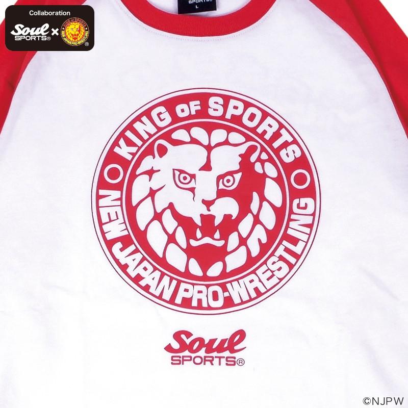 クラシック ロゴ ライオンマーク 長袖 ラグラン Tシャツ 綿100％  新日本プロレス × SOUL SPORTS コラボ ソウルスポーツ　レッド/ブラック |  | 04