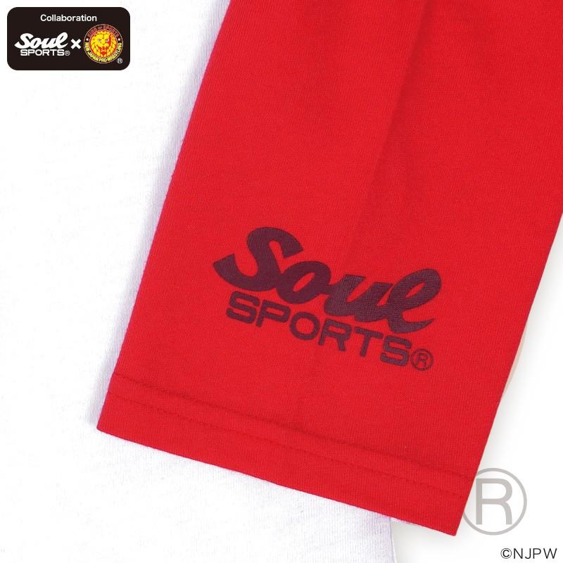 クラシック ロゴ ライオンマーク 長袖 ラグラン Tシャツ 綿100％  新日本プロレス × SOUL SPORTS コラボ ソウルスポーツ　レッド/ブラック |  | 07
