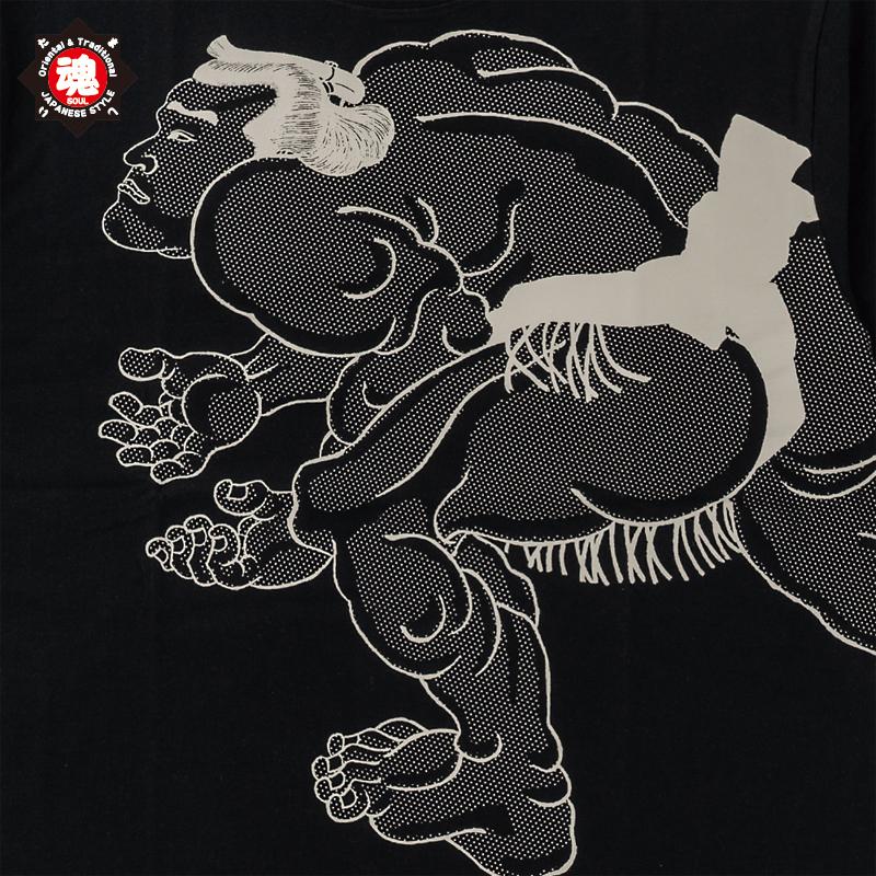 和柄 浮世絵 デザイン 漢字 ロゴ 半袖 Tシャツ 相撲 錦絵 香蝶楼國貞