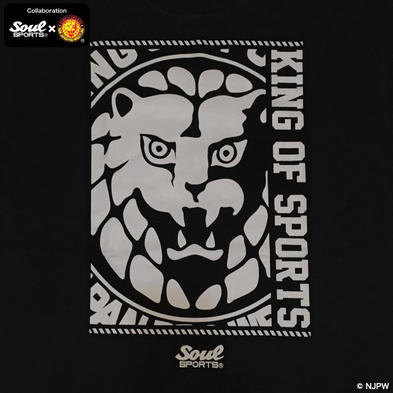 大判 ライオンマーク スクエアロゴ 半袖 Tシャツ 綿100% モノクロ NJPW