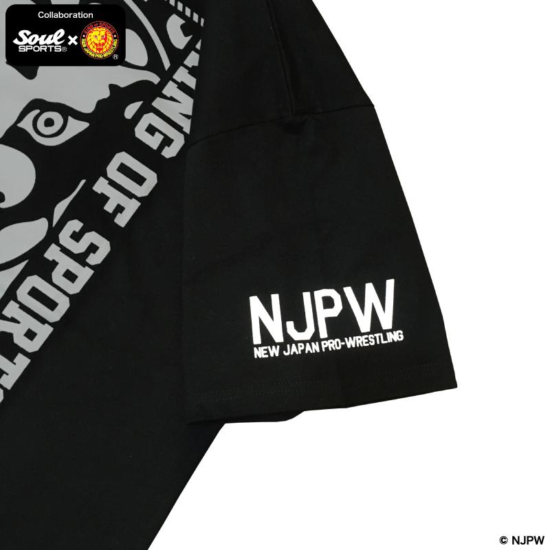 大判 ライオンマーク スクエアロゴ 半袖 Tシャツ 綿100% モノクロ NJPW