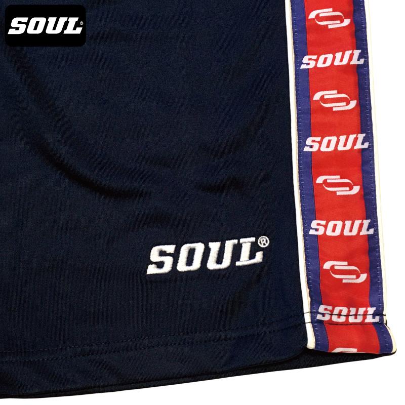 ラインテープ 刺繍ロゴ 裏毛 ジャージ パンツ （ショート丈） 脇テープ ハーフパンツ 短パン トレーニング　SOUL オリジナル ソウル　ブラック／ネイビー |  | 14