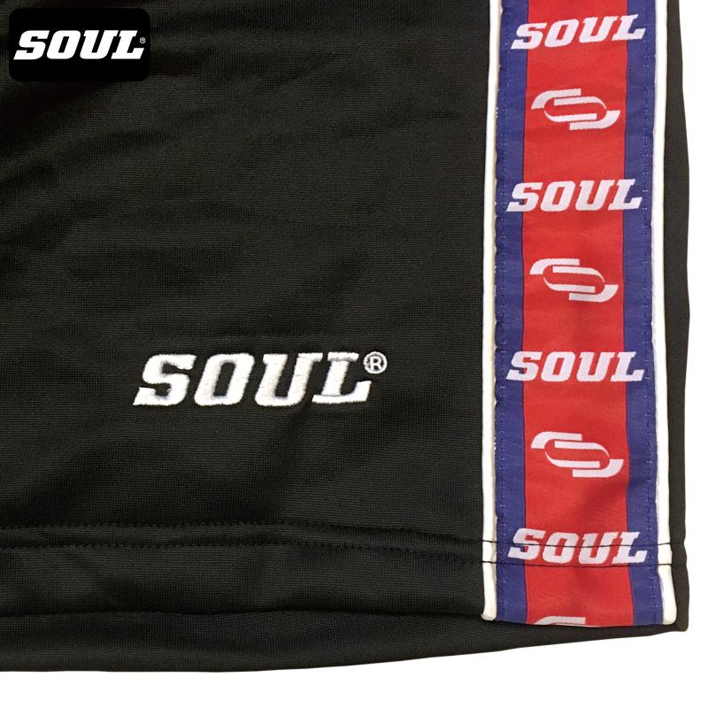 ラインテープ 刺繍ロゴ 裏毛 ジャージ パンツ （ショート丈） 脇テープ ハーフパンツ 短パン トレーニング　SOUL オリジナル ソウル　ブラック／ネイビー |  | 06