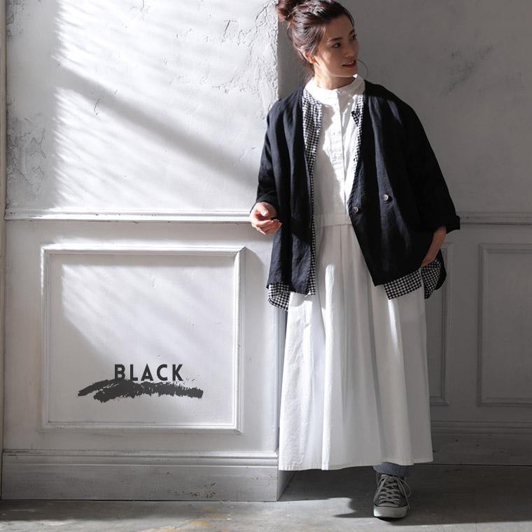 3L　ソウルベリー　はみ出すためのリネンの羽織　麻ジャケット　未使用　黒 soulberry はみ出すためのリネンの羽織り レディース ジャケット