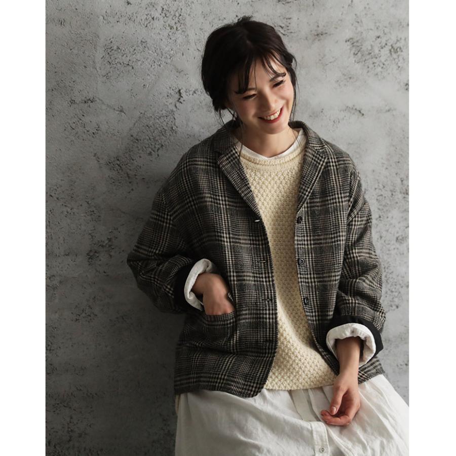 ちょっとした遊びが詰まったジャケット レディース 羽織り テーラードジャケット 長袖 グレンチェック ウール混 毛混 トップス Soulberry 通販 Paypayモール