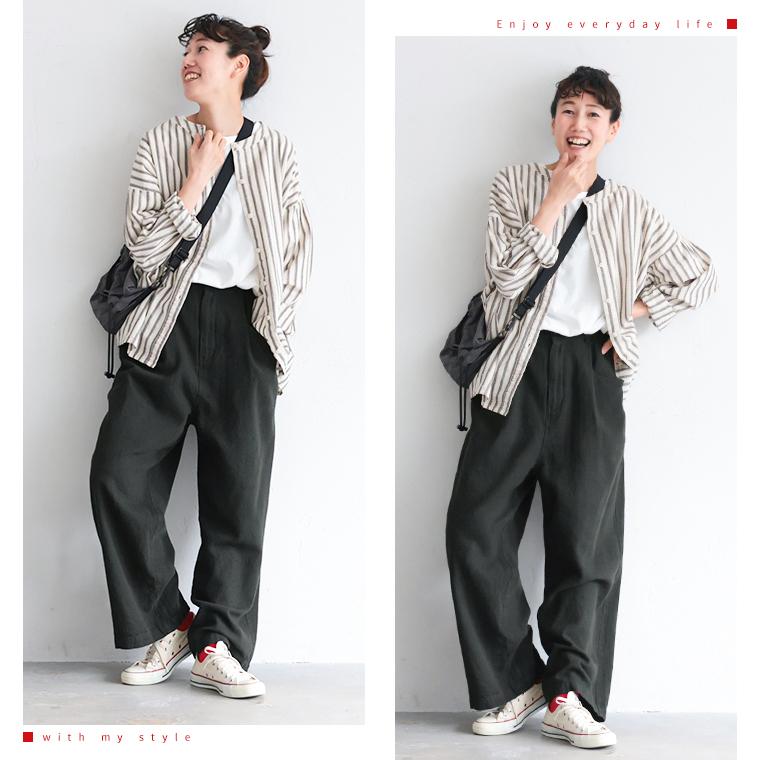 ツバメガレージ よこがおワイドパンツ レディース ストレート ロング 麻混 リネン混 ボトムス 母の日 プレゼント ギフト 贈り物_5