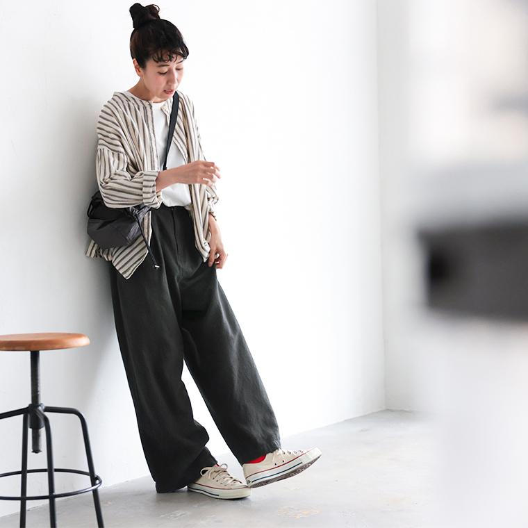 ツバメガレージ よこがおワイドパンツ レディース ストレート ロング 麻混 リネン混 ボトムス 母の日 プレゼント ギフト 贈り物_7