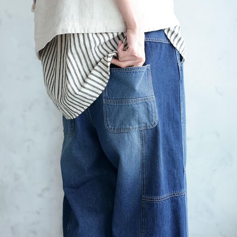 【ついに再入荷！】はぎはぎパネるデニム レディース デニムパンツ ジーンズ コクーン テーパード クロップド 9分丈 九分丈 綿 コットン パッチワーク ボトムスの画像