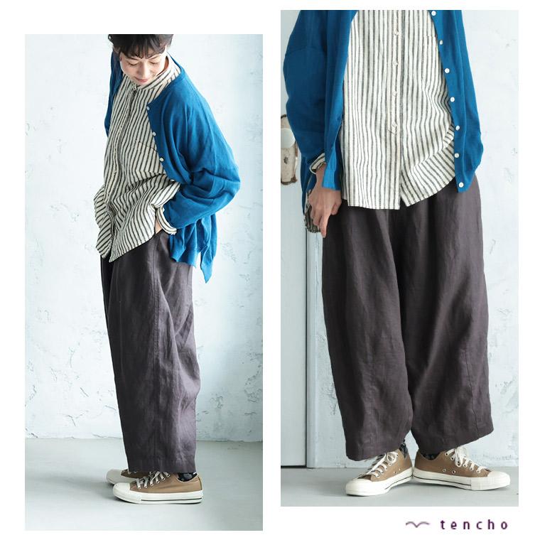 【1月中旬より順次出荷】「わがまま別注」店長がつくった、リネン100%のぽわんと9分丈ワイドパンツ レディース リネン soulberry（ソウルベリー） 【1月中旬より順次出荷】「わがまま別注