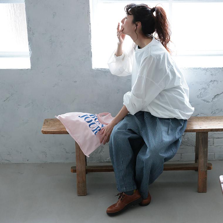 【ついに再入荷！】はちみつ堂 味わい深いヒッコリーの9分丈パンツ レディース コクーンパンツ バルーンパンツ デニム ジーンズ クロップド ロングの画像