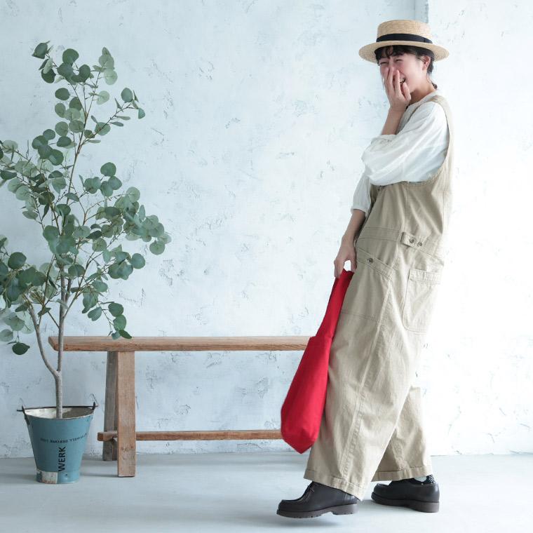 【ついに再入荷！】店長がどうしても作りたかった、ナチュかっこいいサロペット レディース オールインワン オーバーオール つなぎ ワイドパンツ ノースリーブの画像