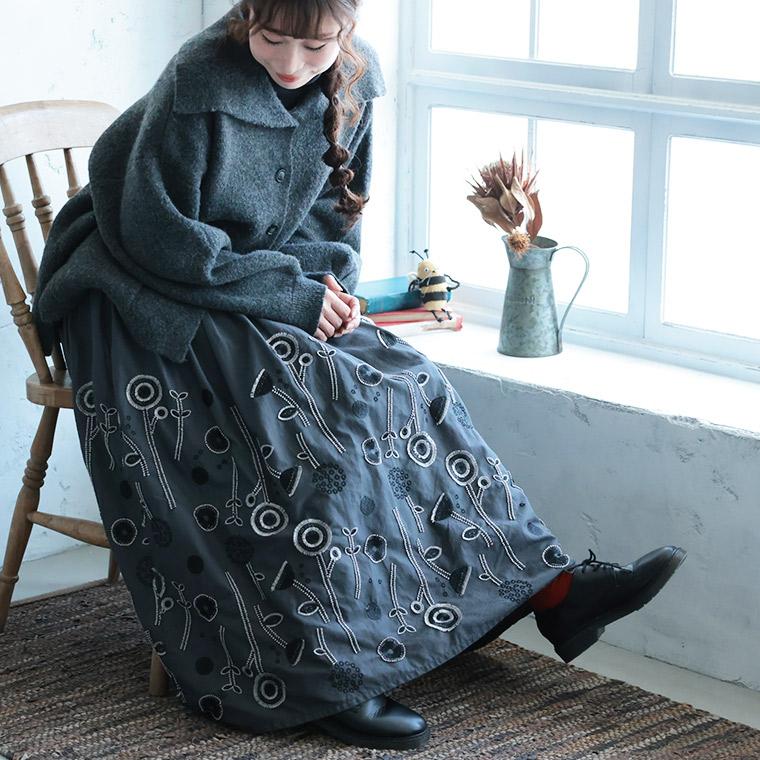 soulberry（ソウルベリー） 6Bee 草花ワルツの刺繍スカート レディース