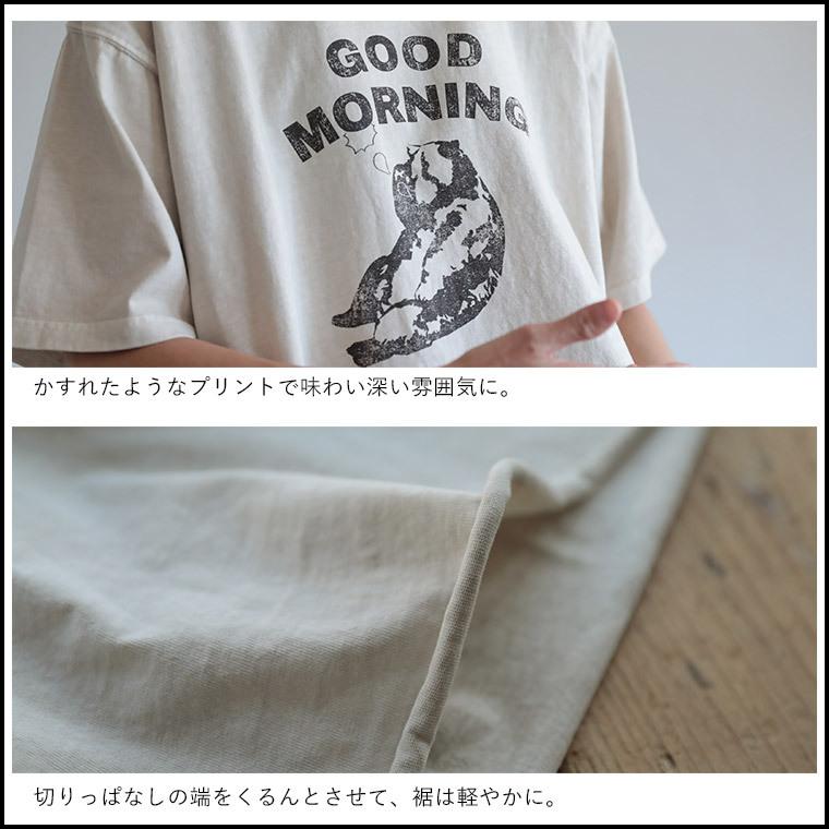 グッドモーニングベアTシャツ レディース カットソー プルオーバー 半袖 コットン 綿 トップス|soulberry|07