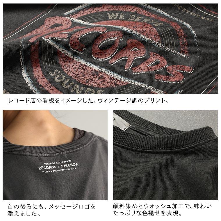 ちょっぴり大人のグラフィックT-shirts レコード日和 レディース Tシャツ カットソー プルオーバー 5分袖 五分袖 半袖 綿 コットン トップス｜soulberry｜11